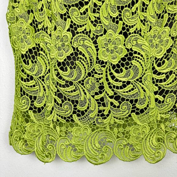 Carlisle | Green Floral & Paisley Lace Silk Lined Sleeveless Top Skirt Set - Picture 5 of 15